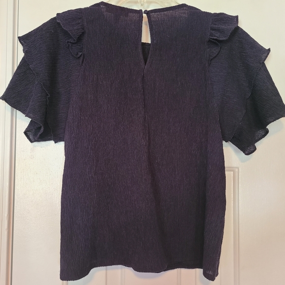 Express Navy Ruffle Blouse - Picture 5 of 8
